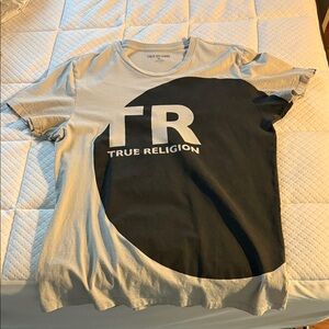 True Religion Gray and Black Short Sleeve Tee